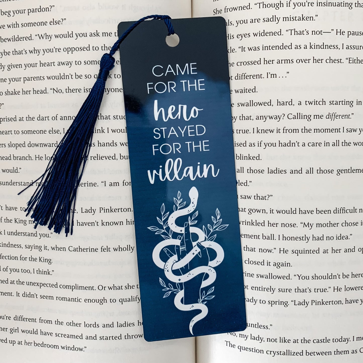 Came for the hero Stayed for the villain Aluminum Bookmark