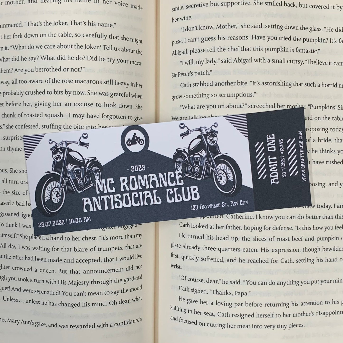 MC Romance Antisocial Club Ticket Bookmark