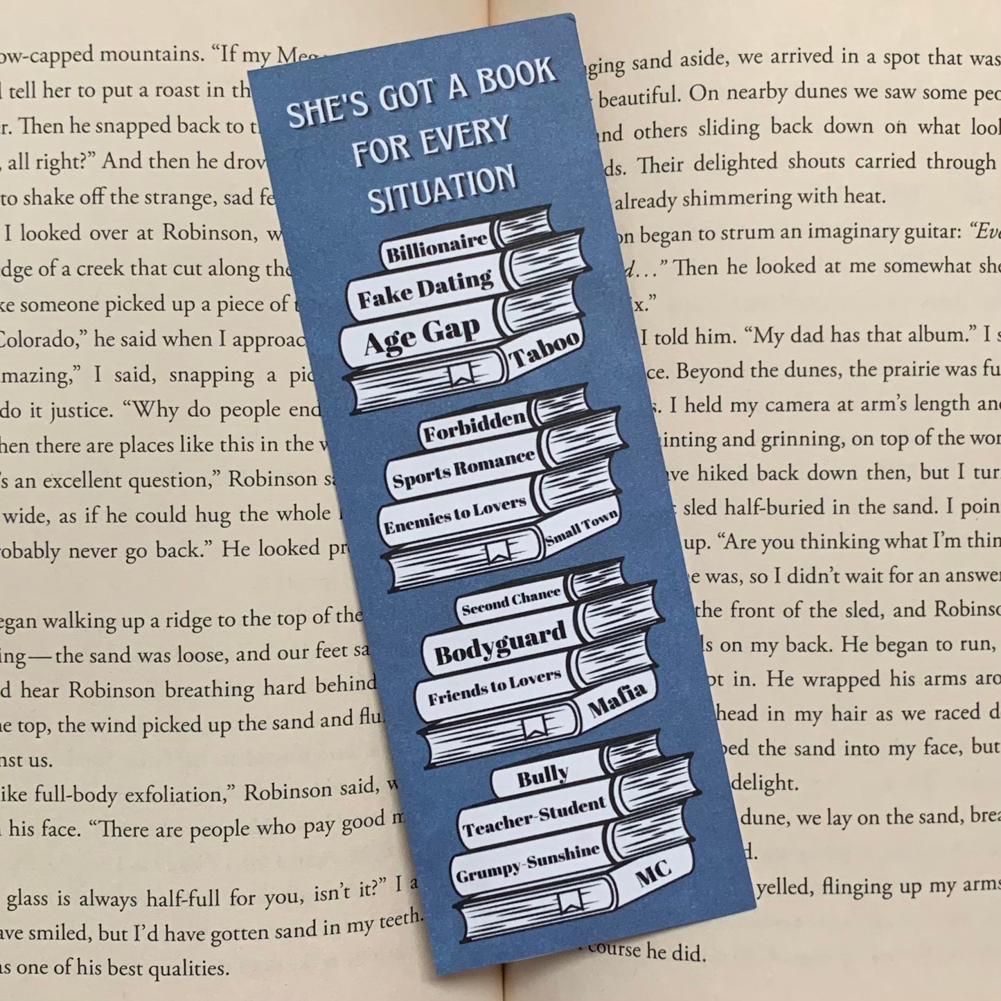 She’s got a book for every situation Trope Laminated Bookmark