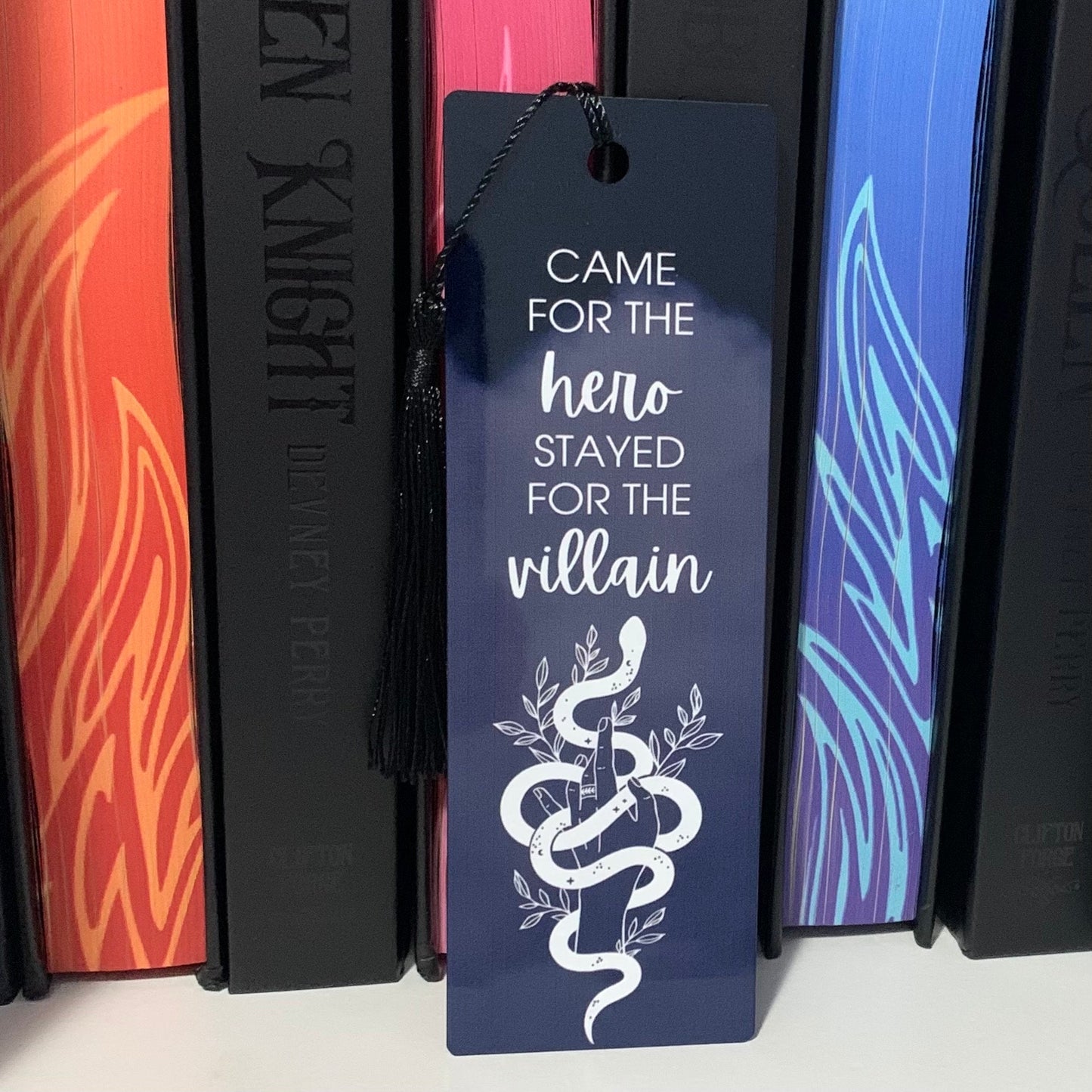 Came for the hero Stayed for the villain Aluminum Bookmark