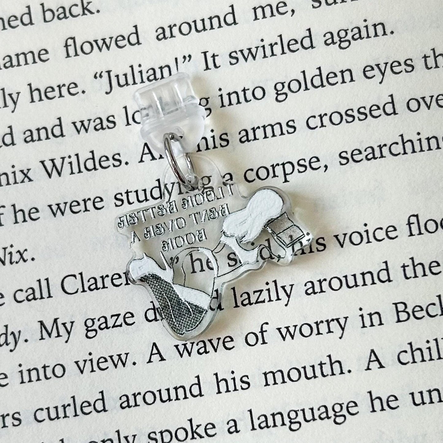 Bent Over a Book Kindle Charm