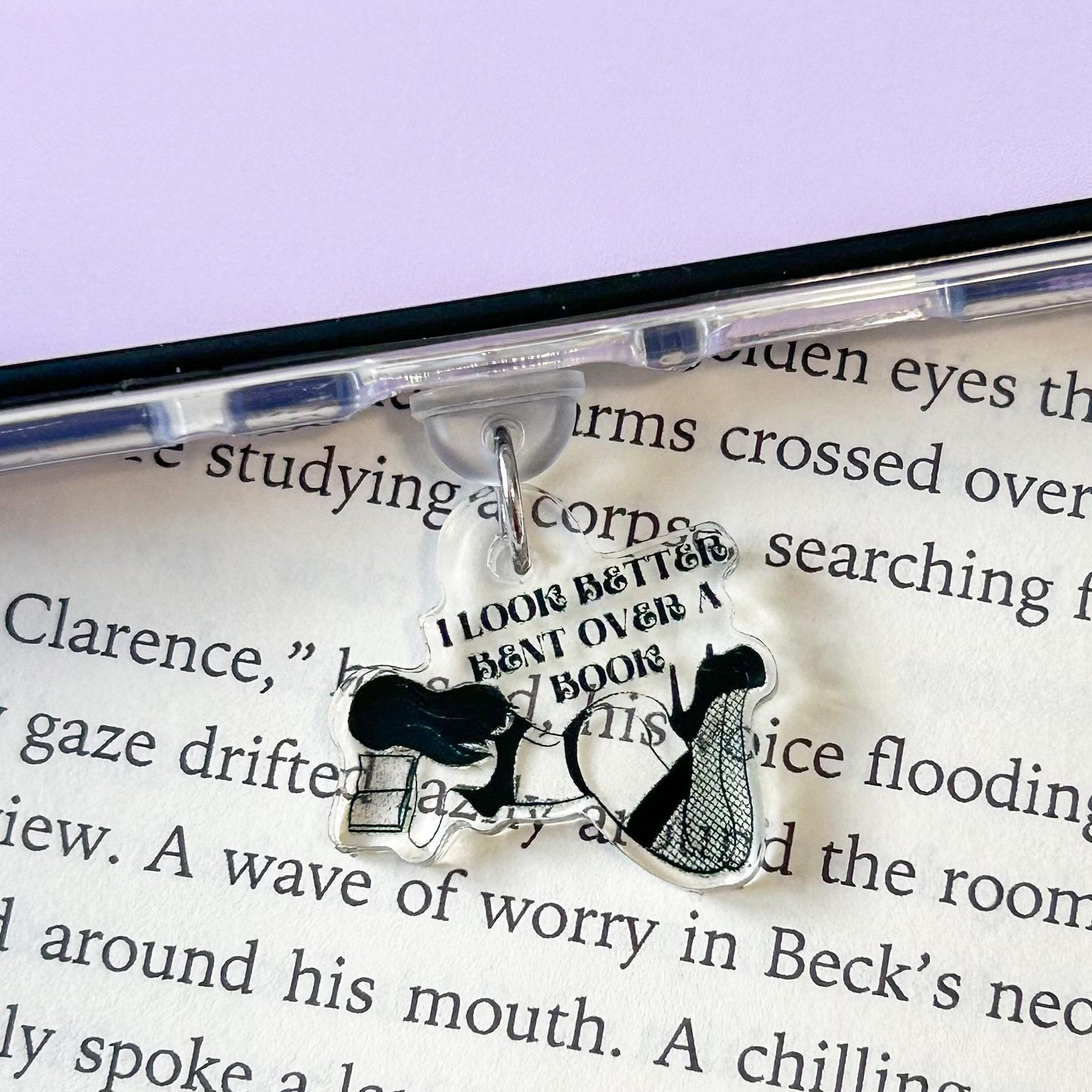 Bent Over a Book Kindle Charm