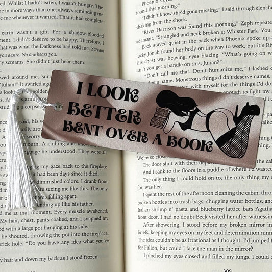 Bent Over a Book Aluminum (Metal) Bookmark